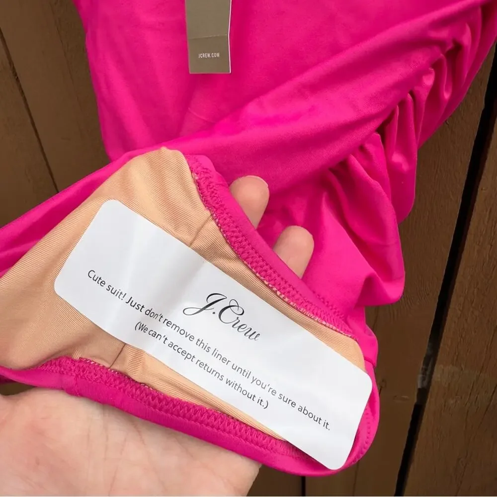 J. Crew | NWT Size 2 Ruched V Neck One Piece Fuchsia Bathing Suit Style BC116